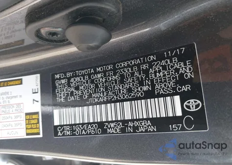 2017 Toyota Prius Prime Premium z USA, uszkodzony, nr VIN JTDKARFP2H3062590